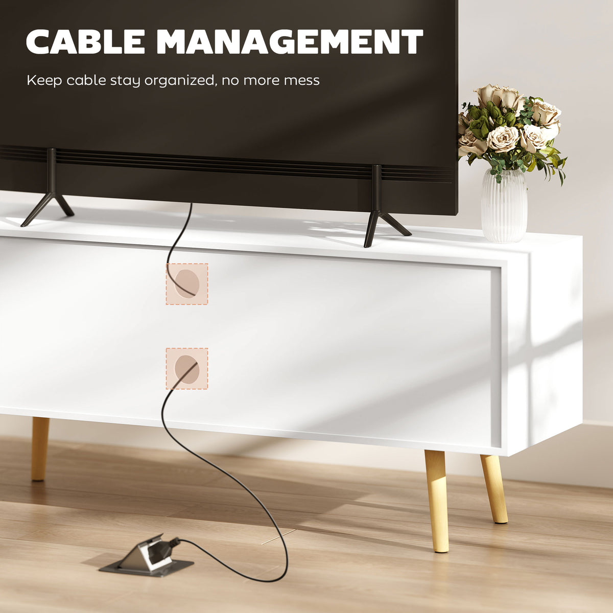 TV Stand for TVs up to 55" - White Media Console Unit-Home Furnishings > Living Room Furniture > TV¬†Stands-DECOROLALA
