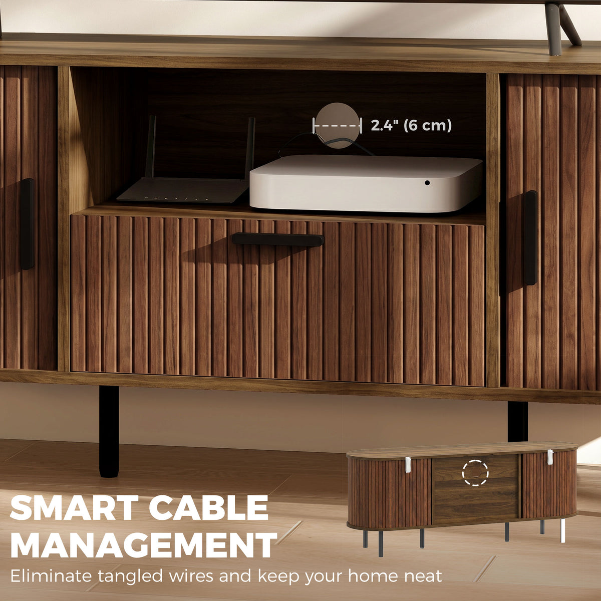 TV Stand for TVs up to 60" - Modern Brown Entertainment Center-Home Furnishings > Living Room Furniture > TV¬†Stands-DECOROLALA