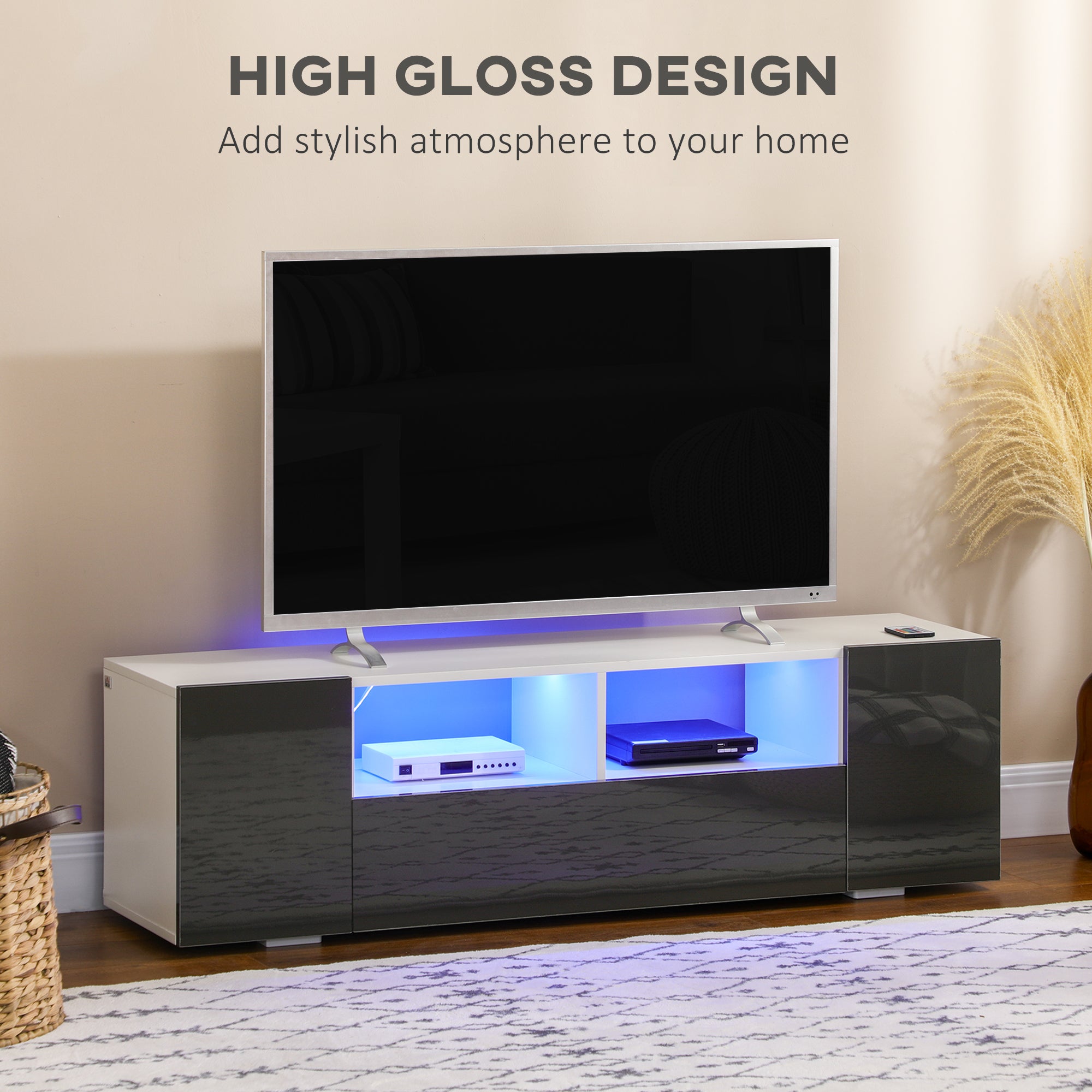 TV Stand for TVs up to 60" with LED Lights - Grey-DECOROLALA