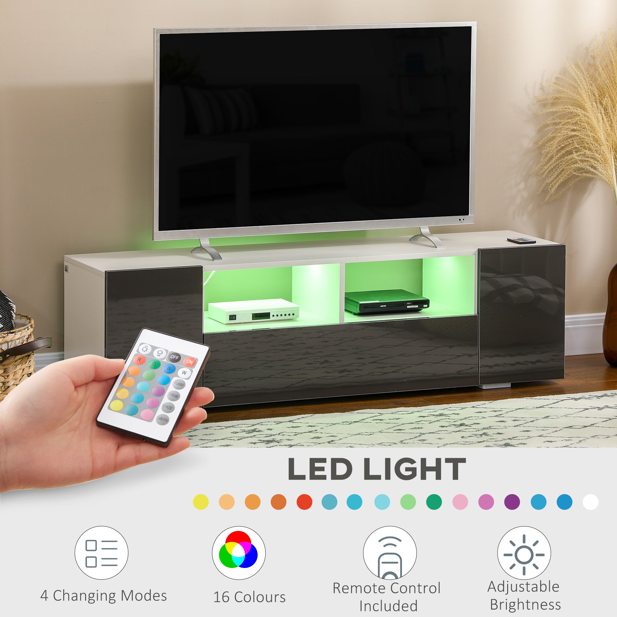 TV Stand for TVs up to 60" with LED Lights - Grey-DECOROLALA