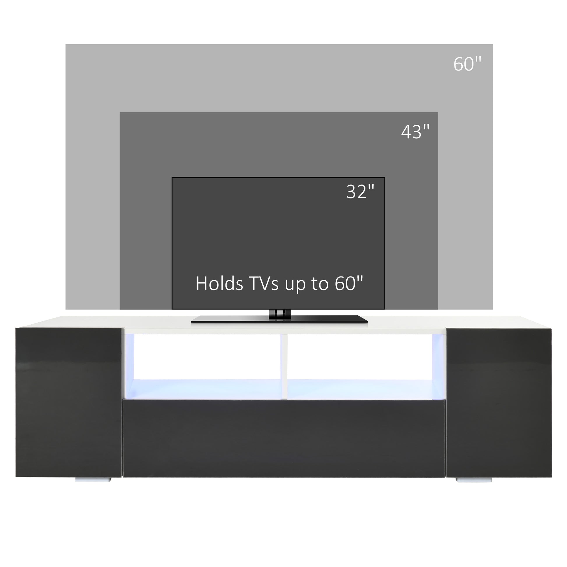 TV Stand for TVs up to 60" with LED Lights - Grey-DECOROLALA