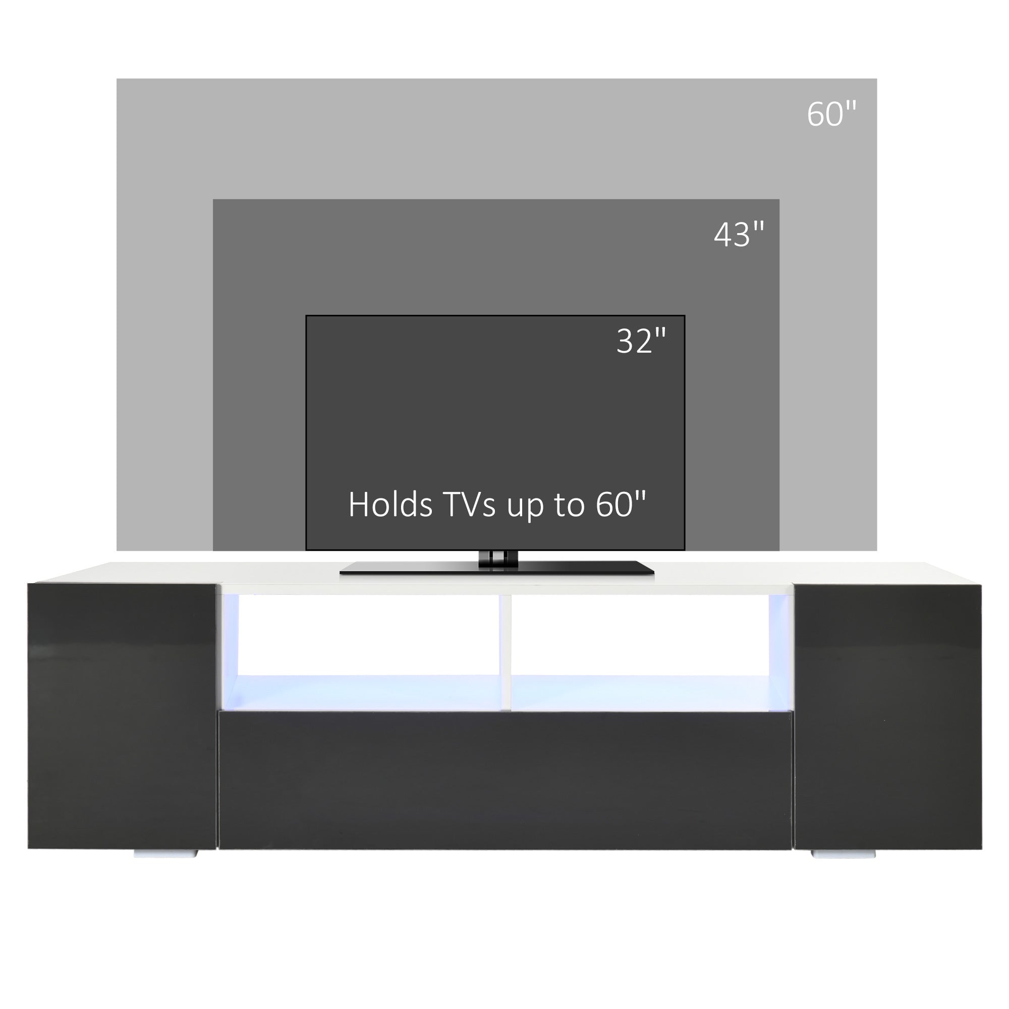 TV Stand for TVs up to 60" with LED Lights - Grey-DECOROLALA