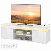 TV Stand for TVs up to 60" with RGB LED and Outlets - White-Home Furnishings > Living Room Furniture > TV¬†Stands-DECOROLALA