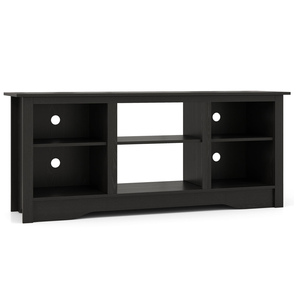 TV Stand for up to 65 Inch Flat Screen TVs with Adjustable Shelves for 18 Inch Electric Fireplace (Not Included)-Black-Entertainment Centers & TV Stands-DECOROLALA