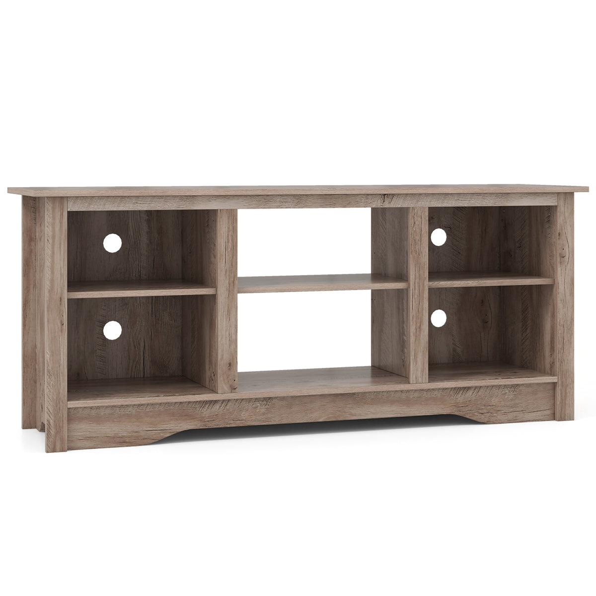 TV Stand for up to 65 Inch Flat Screen TVs with Adjustable Shelves for 18 Inch Electric Fireplace (Not Included)-Gray-Entertainment Centers & TV Stands-DECOROLALA