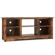 TV Stand for up to 65 Inch Flat Screen TVs with Adjustable Shelves for 18 Inch Electric Fireplace (Not Included)-Rustic Brown-Entertainment Centers & TV Stands-DECOROLALA