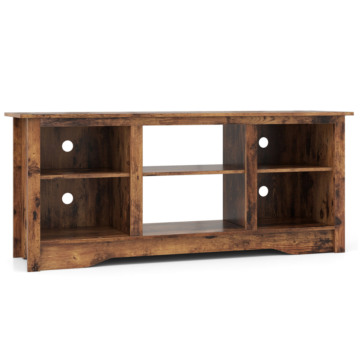 TV Stand for up to 65 Inch Flat Screen TVs with Adjustable Shelves for 18 Inch Electric Fireplace (Not Included)-Rustic Brown-Entertainment Centers & TV Stands-DECOROLALA