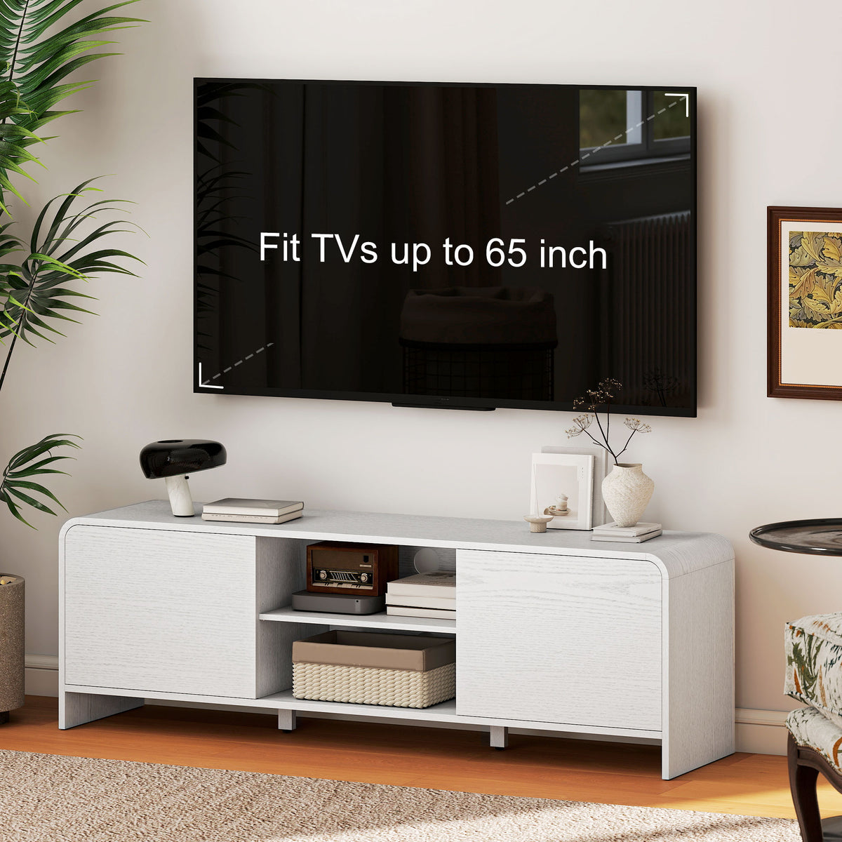 TV Stand for up to 65 Inch TV - Nordic White 55"-Home Furnishings > Living Room Furniture > TV¬†Stands-DECOROLALA