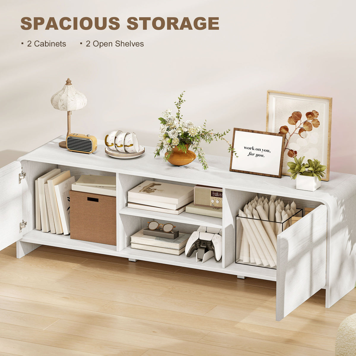 TV Stand for up to 65 Inch TV - Nordic White 55"-Home Furnishings > Living Room Furniture > TV¬†Stands-DECOROLALA