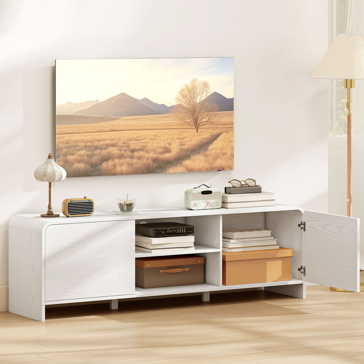 TV Stand for up to 65 Inch TV - Nordic White 55"-Home Furnishings > Living Room Furniture > TV¬†Stands-DECOROLALA