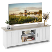 TV Stand with 2 Cabinets and Open Shelves for TVs up to 65 Inch-Natural-Entertainment Centers & TV Stands-DECOROLALA