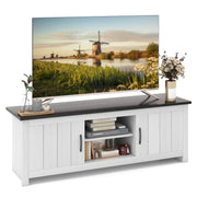 TV Stand with 2 Cabinets and Open Shelves for TVs up to 65 Inches-Black-Entertainment Centers & TV Stands-DECOROLALA