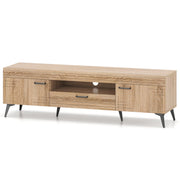 TV Stand with 2 Cabinets and Storage Drawer for 65 Inches TVs-Oak-Entertainment Centers & TV Stands-DECOROLALA