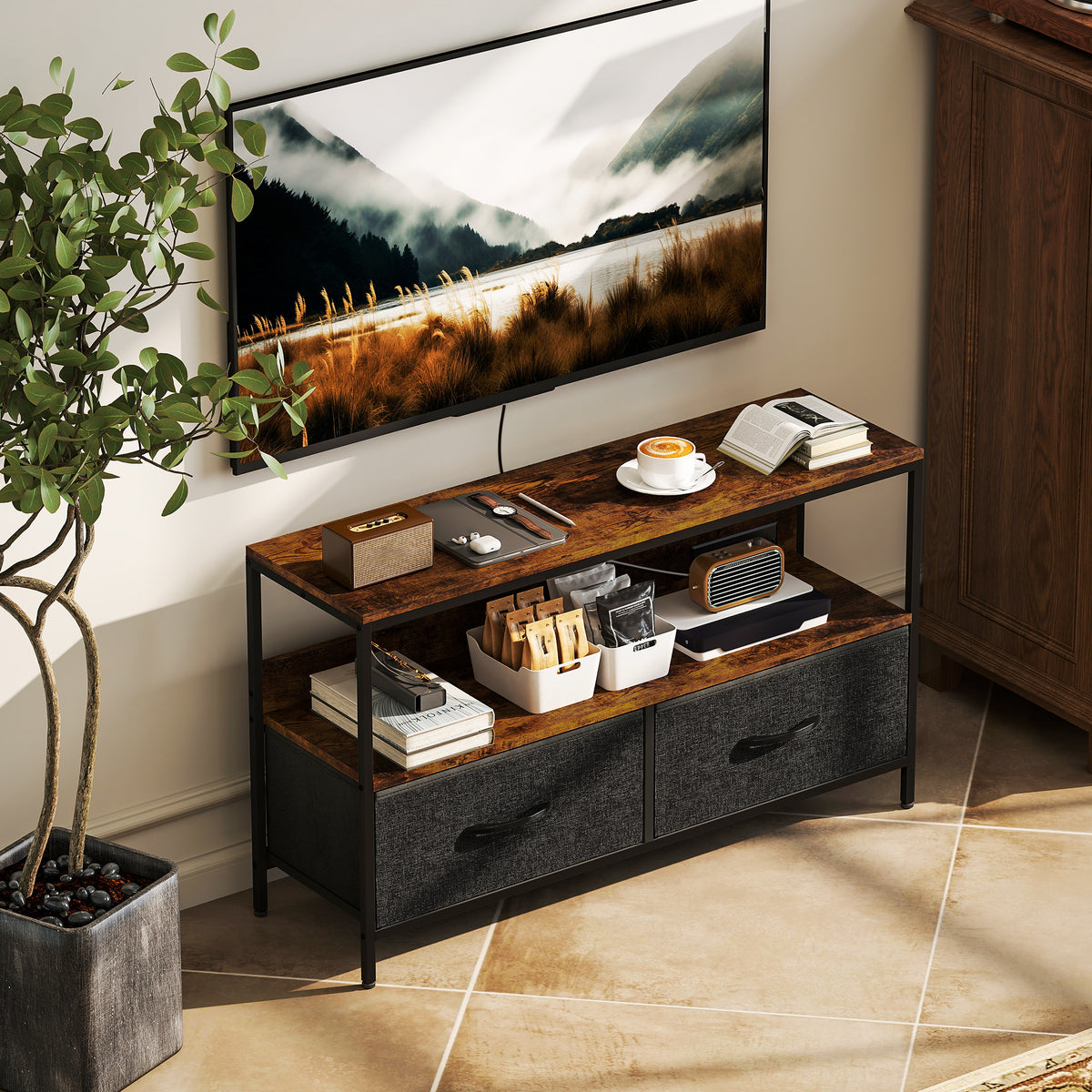 TV Stand with Charging Station for 47" TV - Rustic Brown-Home Furnishings > Living Room Furniture > TV¬†Stands-DECOROLALA