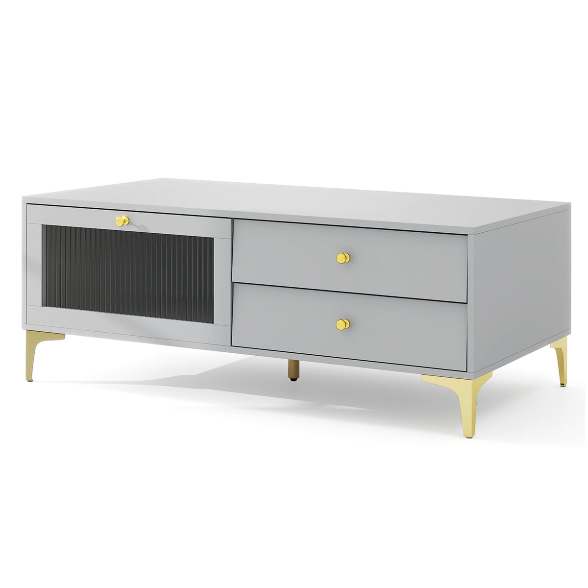TV Stand with Compartment and Drawers for 55 Inch TV-Gray-Entertainment Centers & TV Stands-DECOROLALA