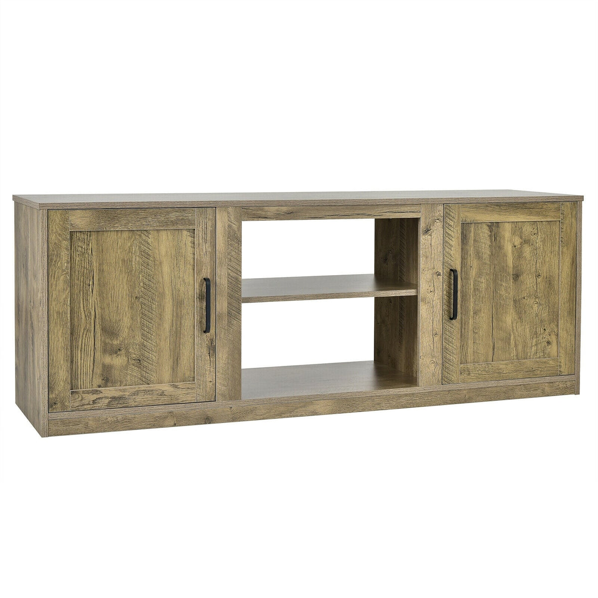 TV Stand with Double Barn Doors for TVs up to 65 Inch-Natural-Entertainment Centers & TV Stands-DECOROLALA