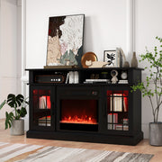 TV Stand with Electric Fireplace and RGB LED Lights - Black 48"-Entertainment Centers & TV Stands-DECOROLALA