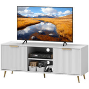 TV Stand with Storage for 55 Inch TV, Modern TV Cabinet with 2 Open Shelves and 2 Cabinets for Living Room, White-Home Furnishings > Living Room Furniture > TV¬†Stands-DECOROLALA