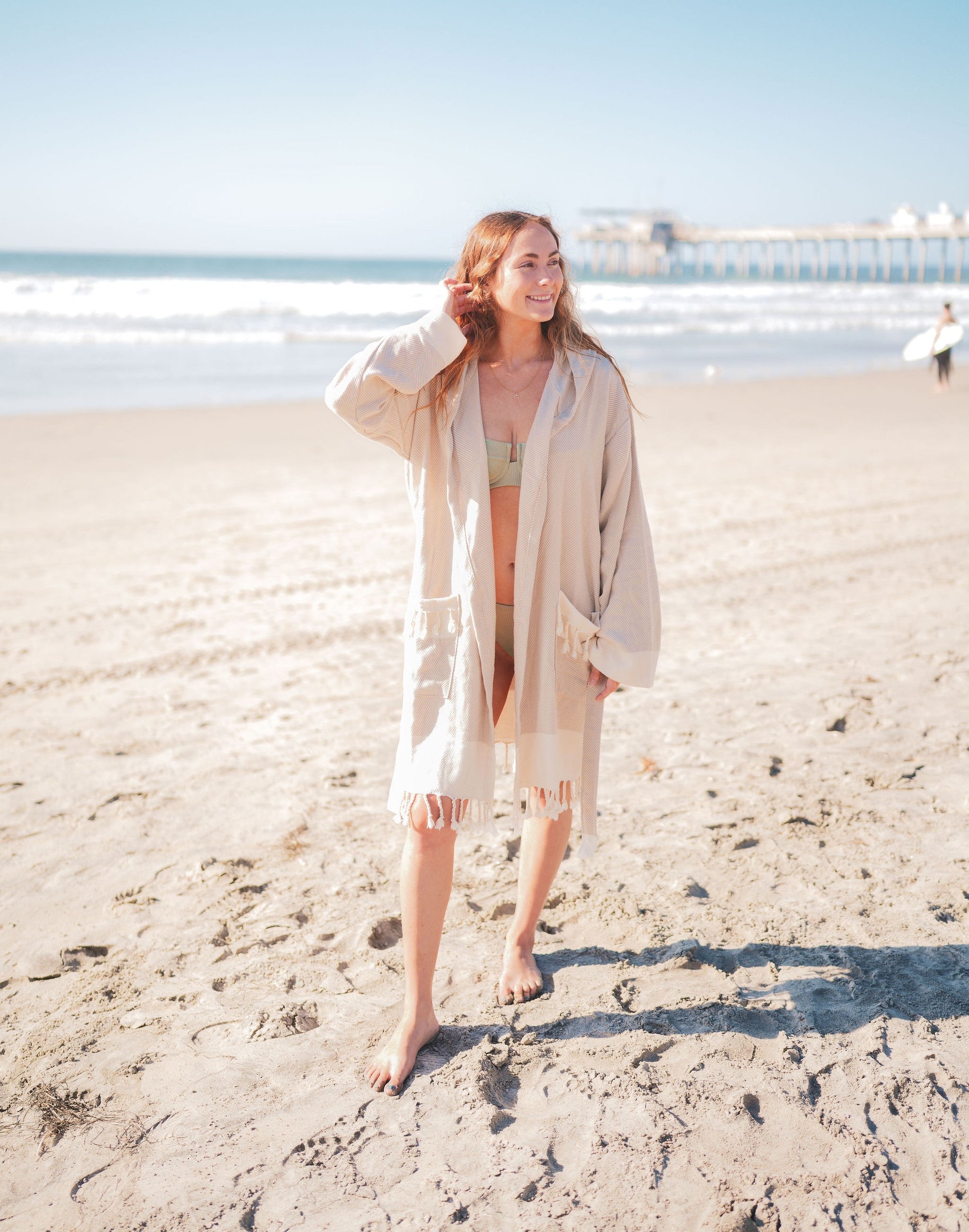 CHEVRON COTTON TURKISH BATHROBE-Bathrobe-DECOROLALA