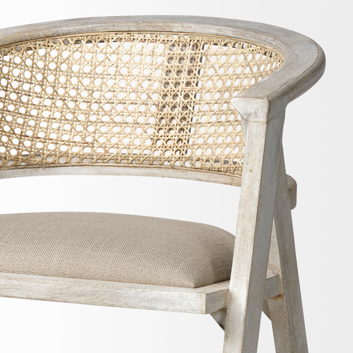 Tabitha 30.75" Seat Height Beige Fabric/Rattan Seat Blonde Wood Frame Bar Stool-Bar Stools-DECOROLALA