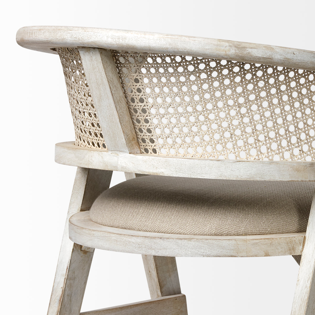 Tabitha 30.75" Seat Height Beige Fabric/Rattan Seat Blonde Wood Frame Bar Stool-Bar Stools-DECOROLALA