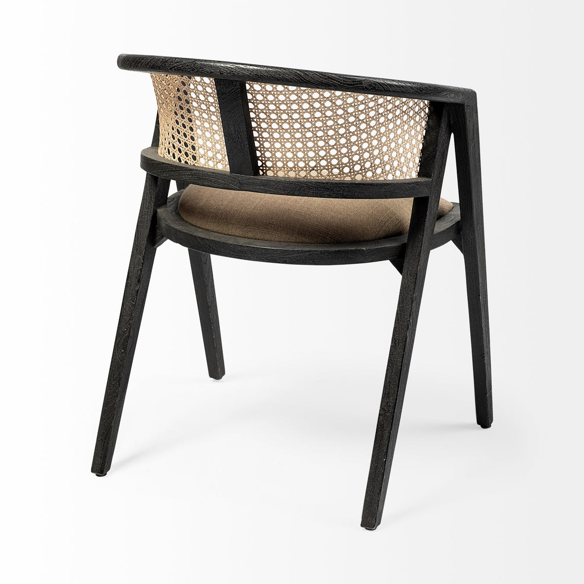 Tabitha Cane Back Dining Arm Chair | Polyester w/ Blonde Wooden-Dining Chairs-DECOROLALA