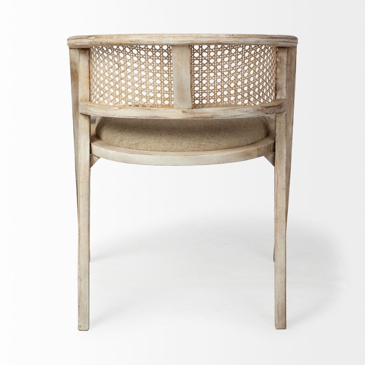 Tabitha Cane Back Dining Arm Chair | Polyester w/ Blonde Wooden-Dining Chairs-DECOROLALA