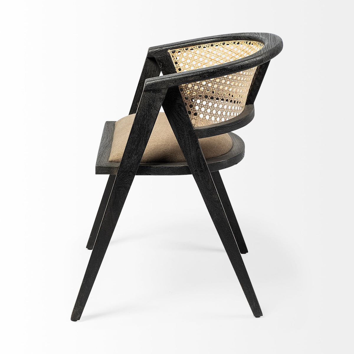 Tabitha Cane Back Dining Arm Chair | Polyester w/ Blonde Wooden-Dining Chairs-DECOROLALA