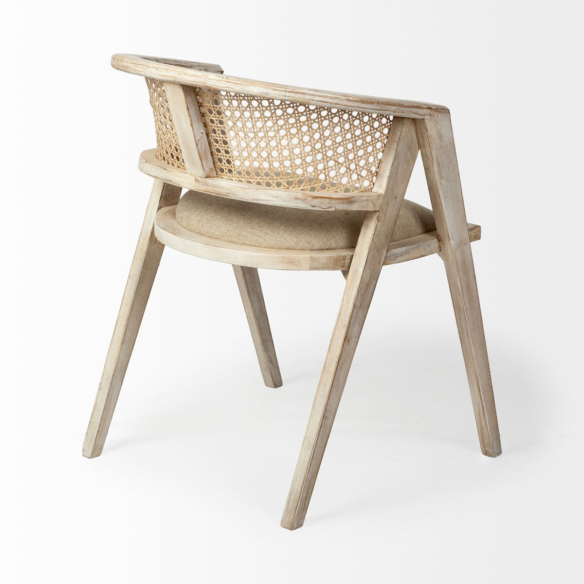 Tabitha Cane Back Dining Arm Chair | Polyester w/ Blonde Wooden-Dining Chairs-DECOROLALA
