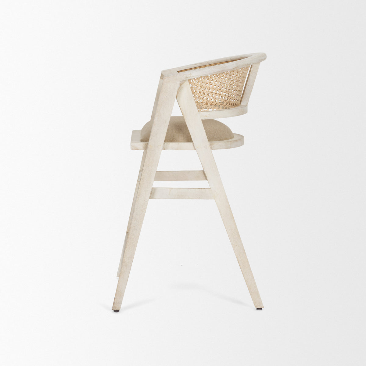 Tabitha 26.75" Seat Height Beige Fabric/Rattan Seat Blonde Wood Frame Counter Stool-Bar Stools-DECOROLALA