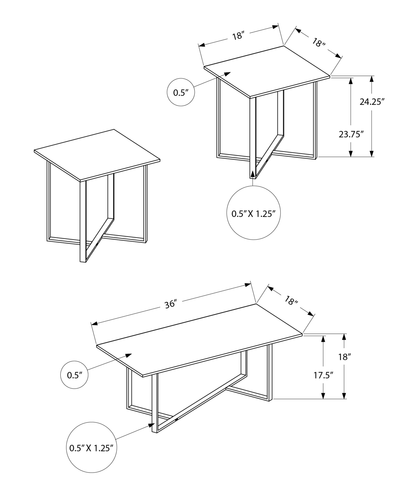 Table Set - 3pcs Set / Black Metal-Table Set-DECOROLALA