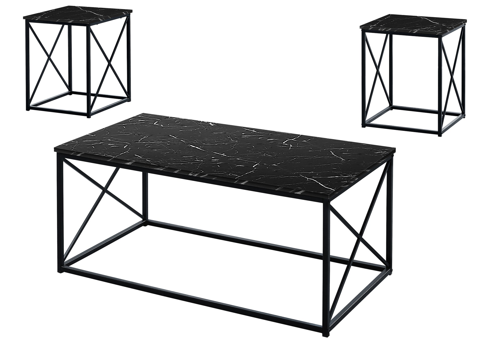 Table Set - 3pcs Set / Dark Taupe / Black Metal-Table Set-DECOROLALA