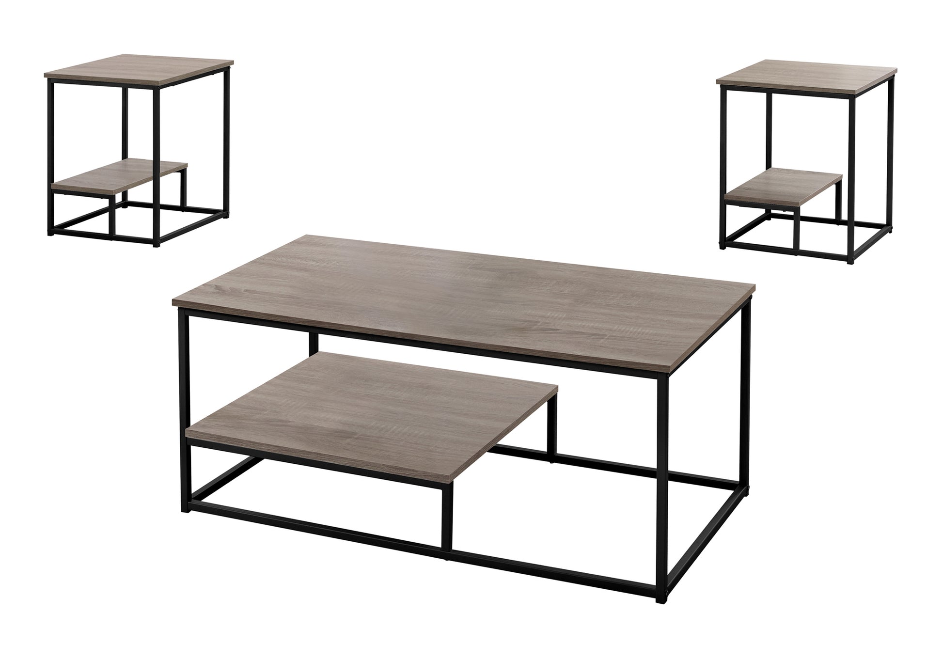 Table Set - 3pcs Set / Dark Taupe / Black Metal-Table Set-DECOROLALA