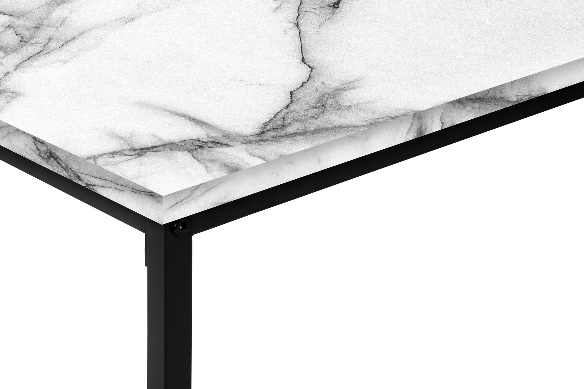 Table Set - 3pcs Set / White Marble / Black Metal-Table Set-DECOROLALA