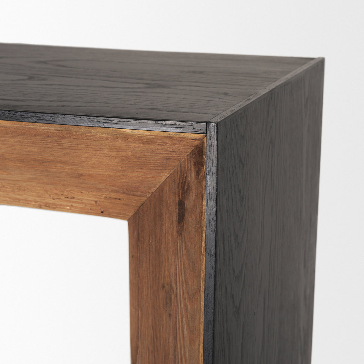 Tabor Natural Wood w/ Black Oak Frame Bookcase-Shelving-DECOROLALA