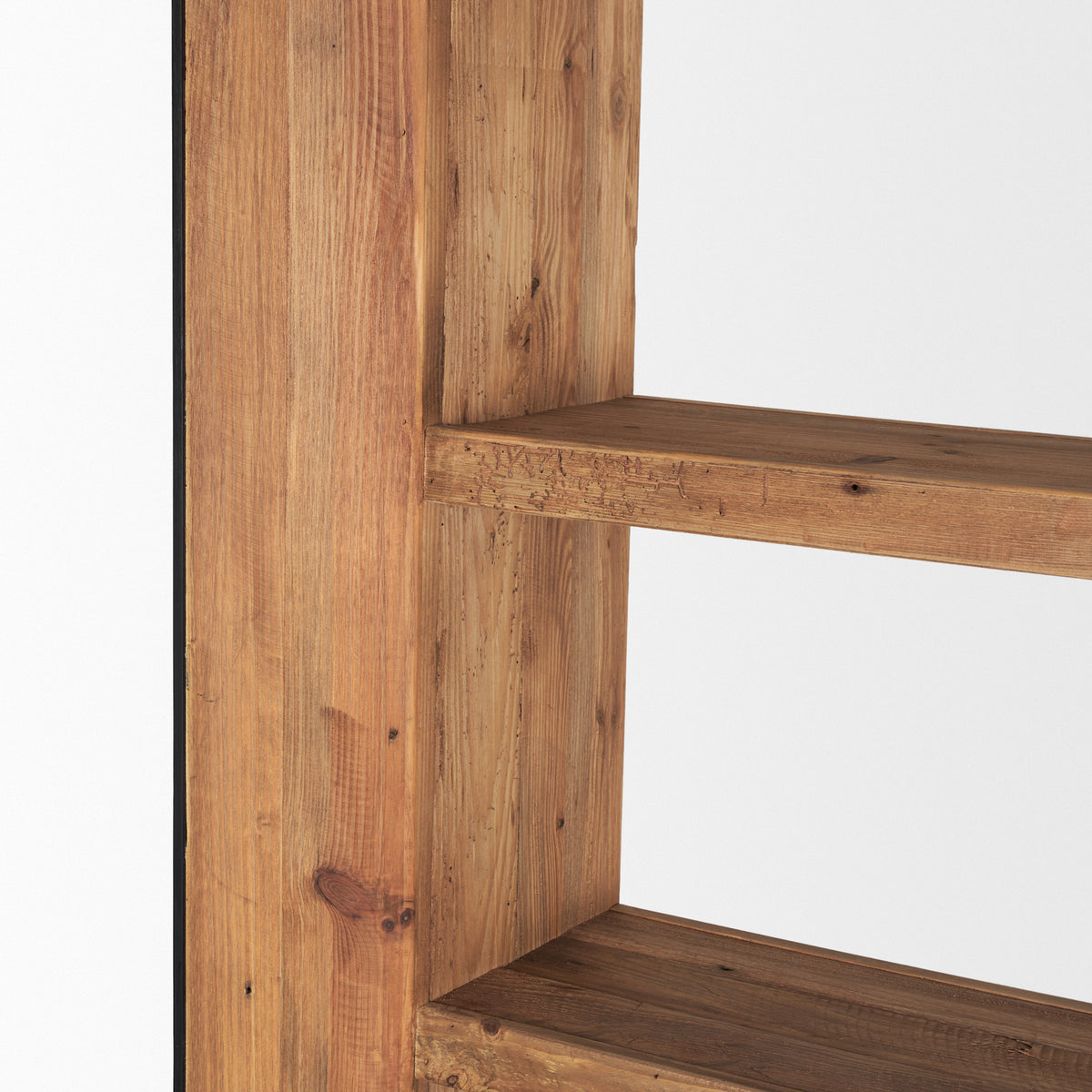 Tabor Natural Wood w/ Black Oak Frame Bookcase-Shelving-DECOROLALA