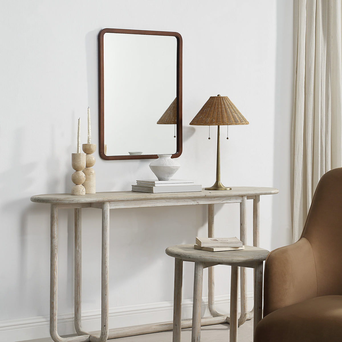 Tacna 30" H x 22" W Wall Mirror, Brown-Mirrors-DECOROLALA