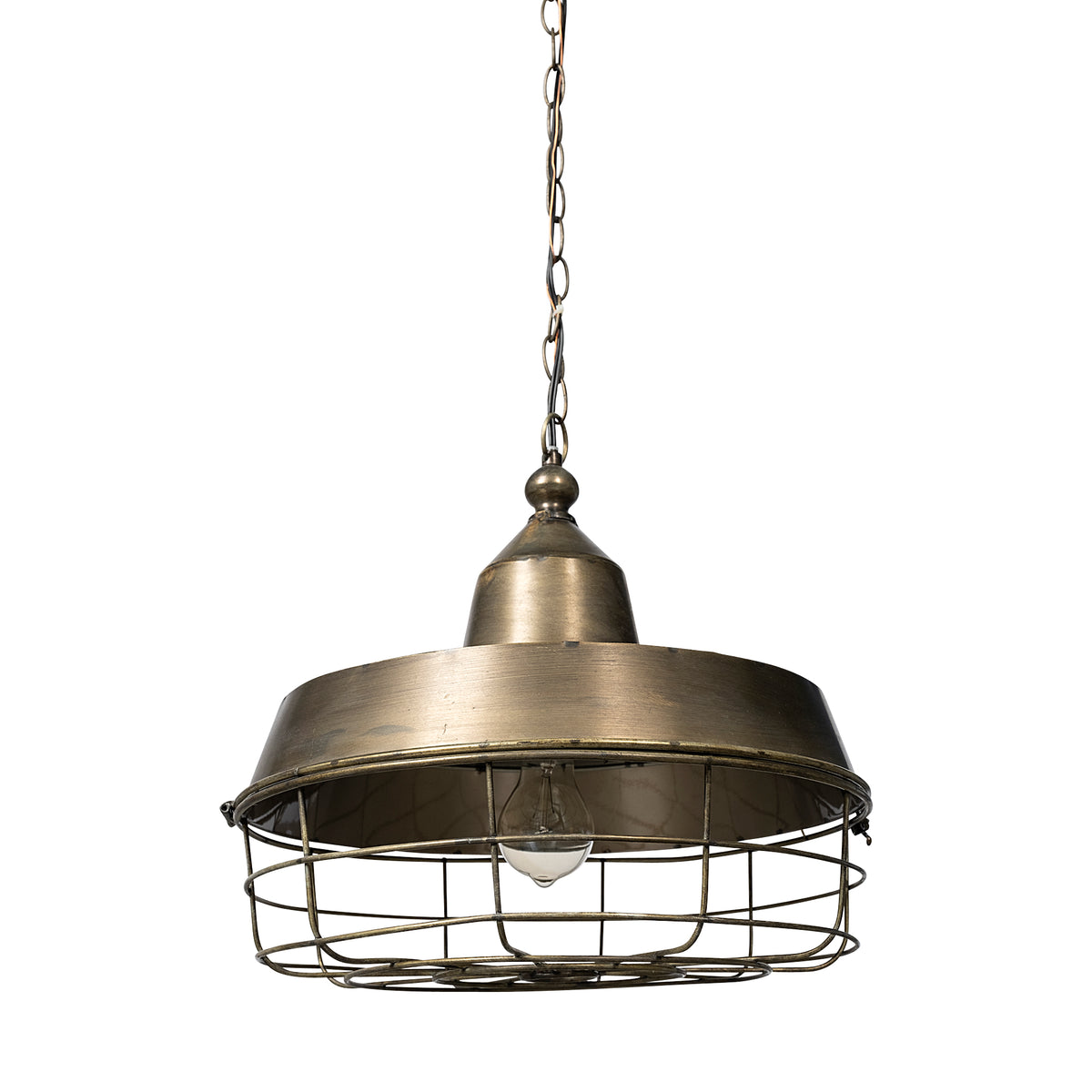 Tahla 14x 14.5 Gold Toned Metal Cage Pendant Light-Pendant Lighting-DECOROLALA