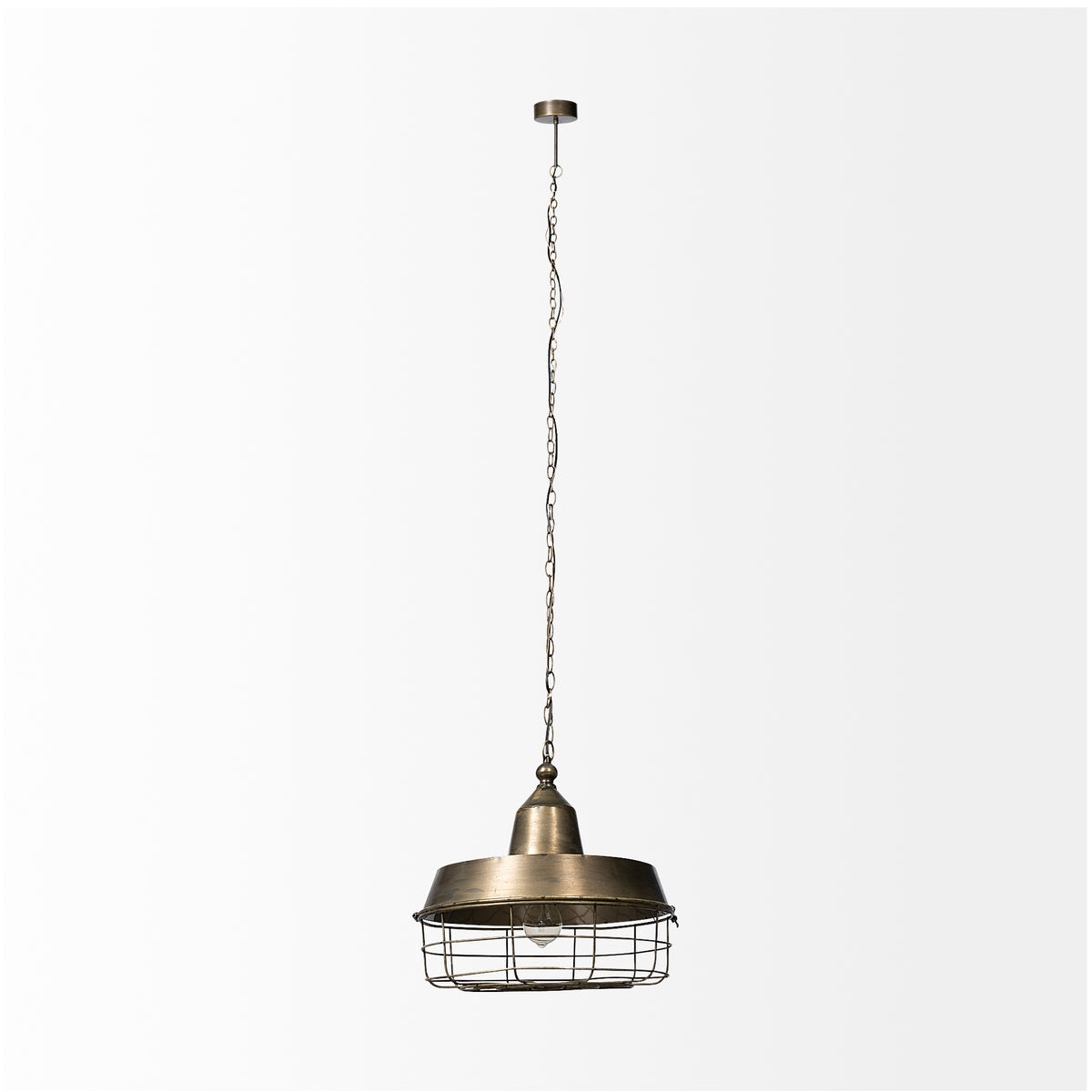 Tahla 14x 14.5 Gold Toned Metal Cage Pendant Light-Pendant Lighting-DECOROLALA