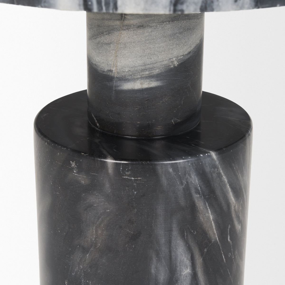 Taite Solid Dark Gray Marble Pedestal Accent Table-Accent Tables-DECOROLALA