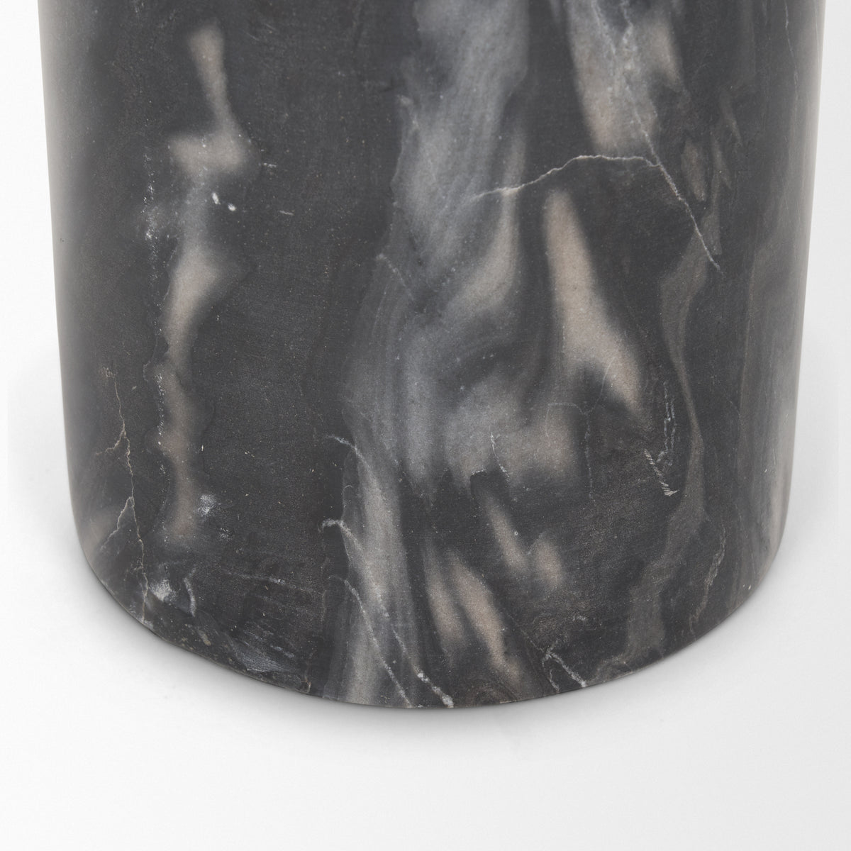 Taite Solid Dark Gray Marble Pedestal Accent Table-Accent Tables-DECOROLALA