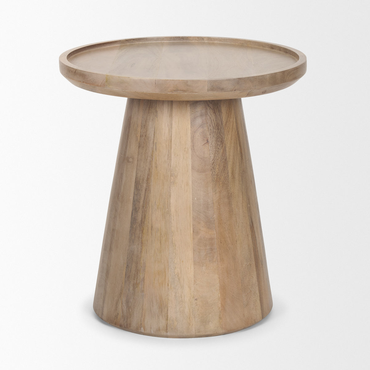 Takoda Light Brown Wood Tapered Drum Accent Table-Accent Tables-DECOROLALA