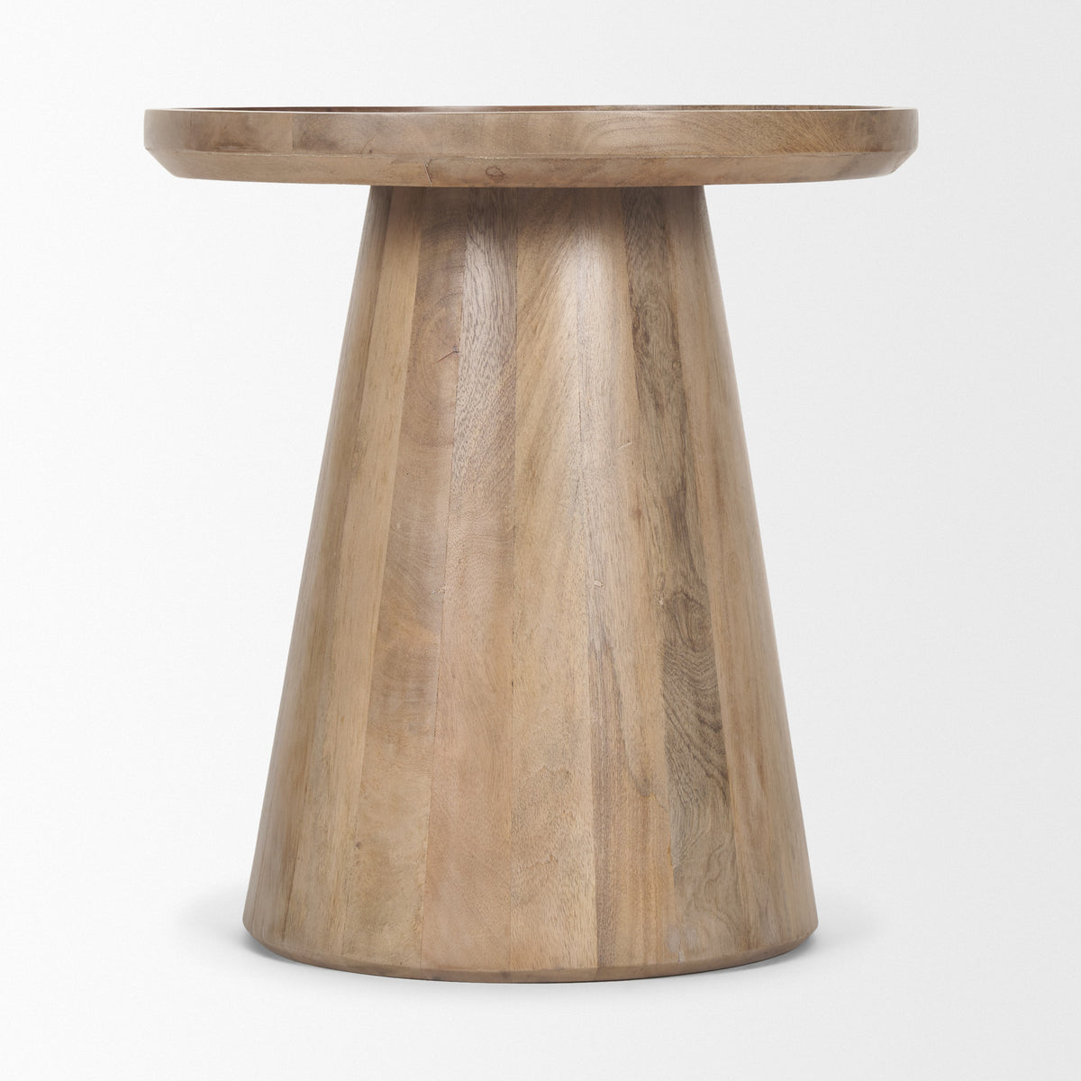 Takoda Light Brown Wood Tapered Drum Accent Table-Accent Tables-DECOROLALA