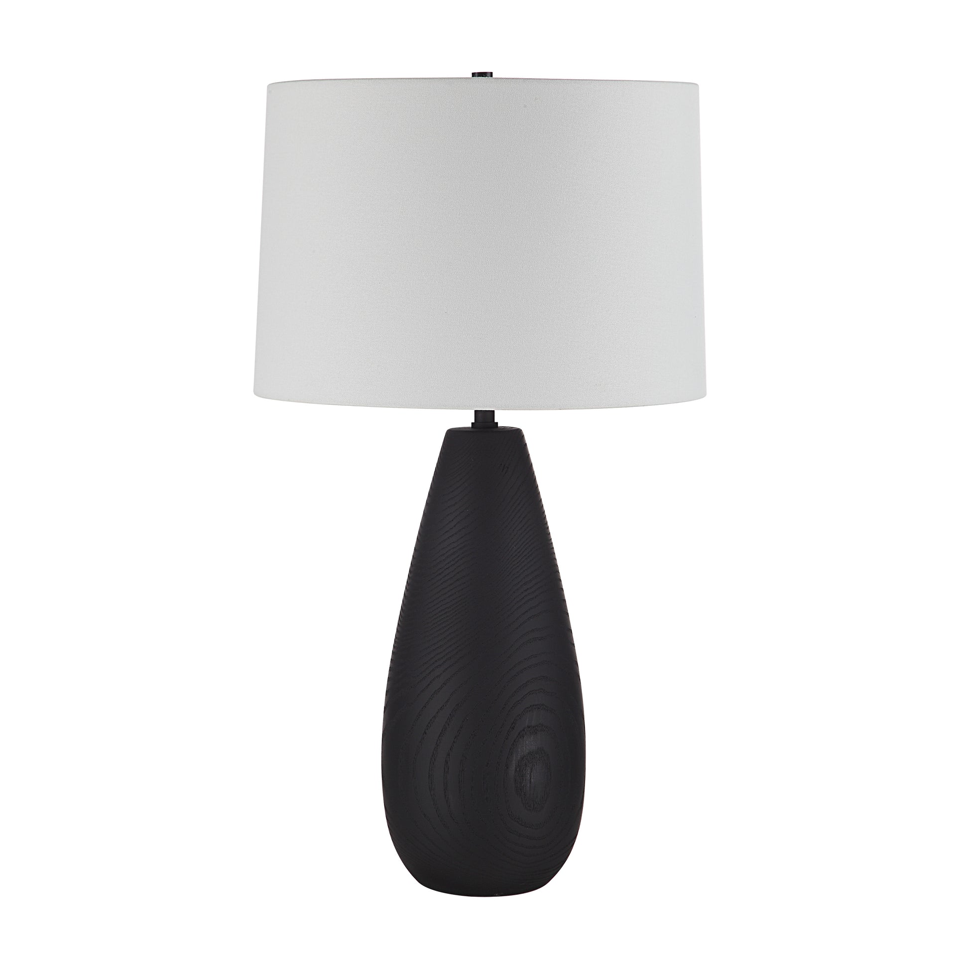 Tala 30" Tall Powder Coated Matte Black Iron Table Lamp with Tapered Linen Shade-Table Lamp-DECOROLALA