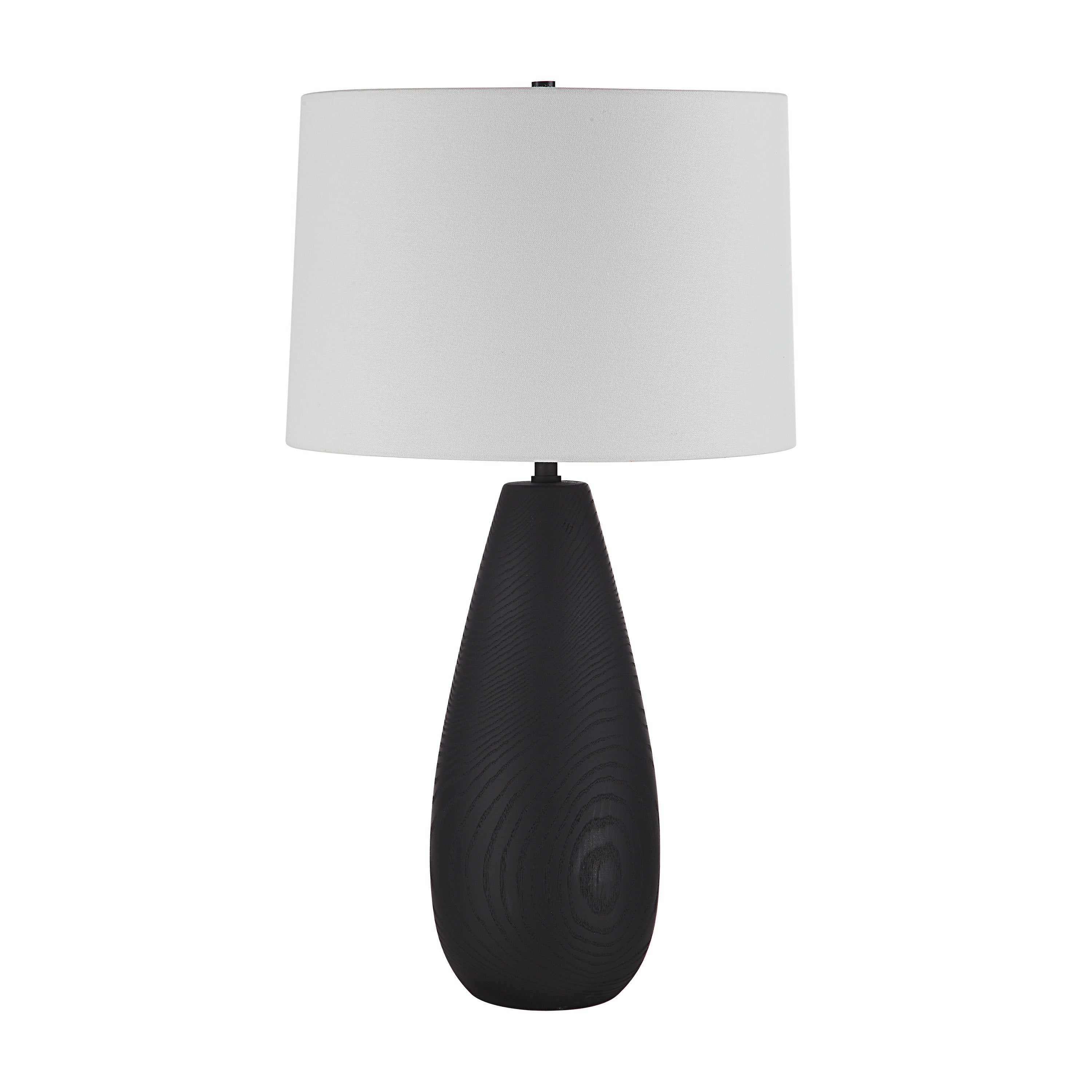 Tala 30" Tall Powder Coated Matte Black Iron Table Lamp with Tapered Linen Shade-Table Lamp-DECOROLALA