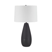 Tala 30" Tall Powder Coated Matte Black Iron Table Lamp with Tapered Linen Shade-Table Lamp-DECOROLALA