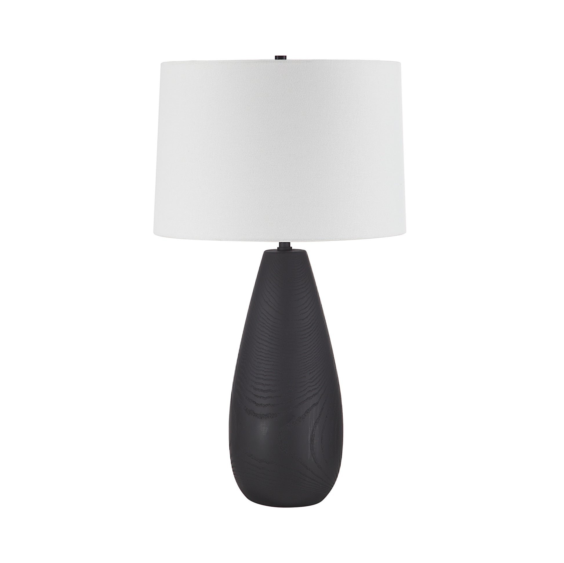 Tala 30" Tall Powder Coated Matte Black Iron Table Lamp with Tapered Linen Shade-Table Lamp-DECOROLALA