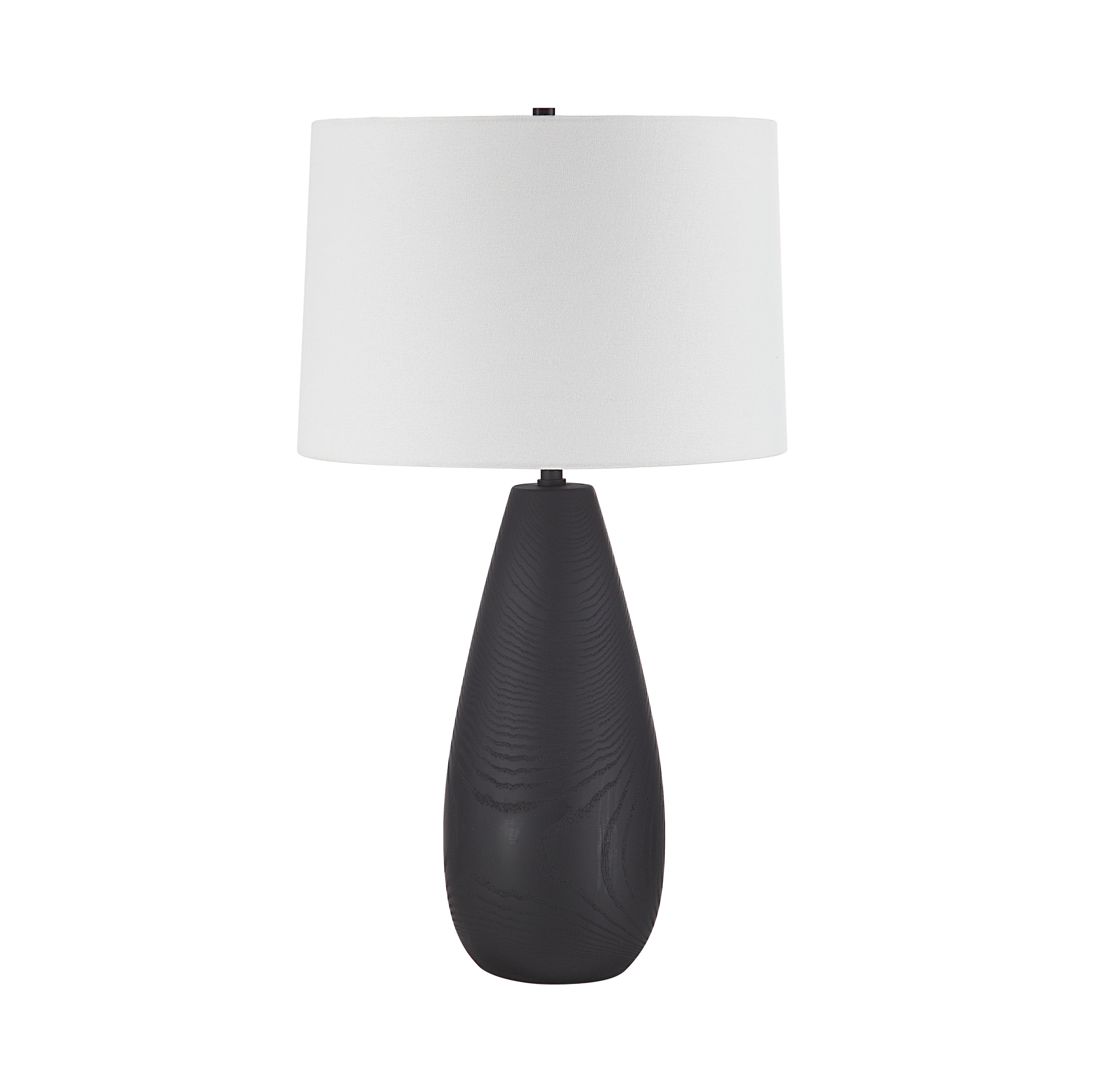 Tala 30" Tall Powder Coated Matte Black Iron Table Lamp with Tapered Linen Shade-Table Lamp-DECOROLALA