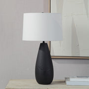 Tala 30" Tall Table Lamp - Matte Black with Linen Shade-Table Lamp-DECOROLALA
