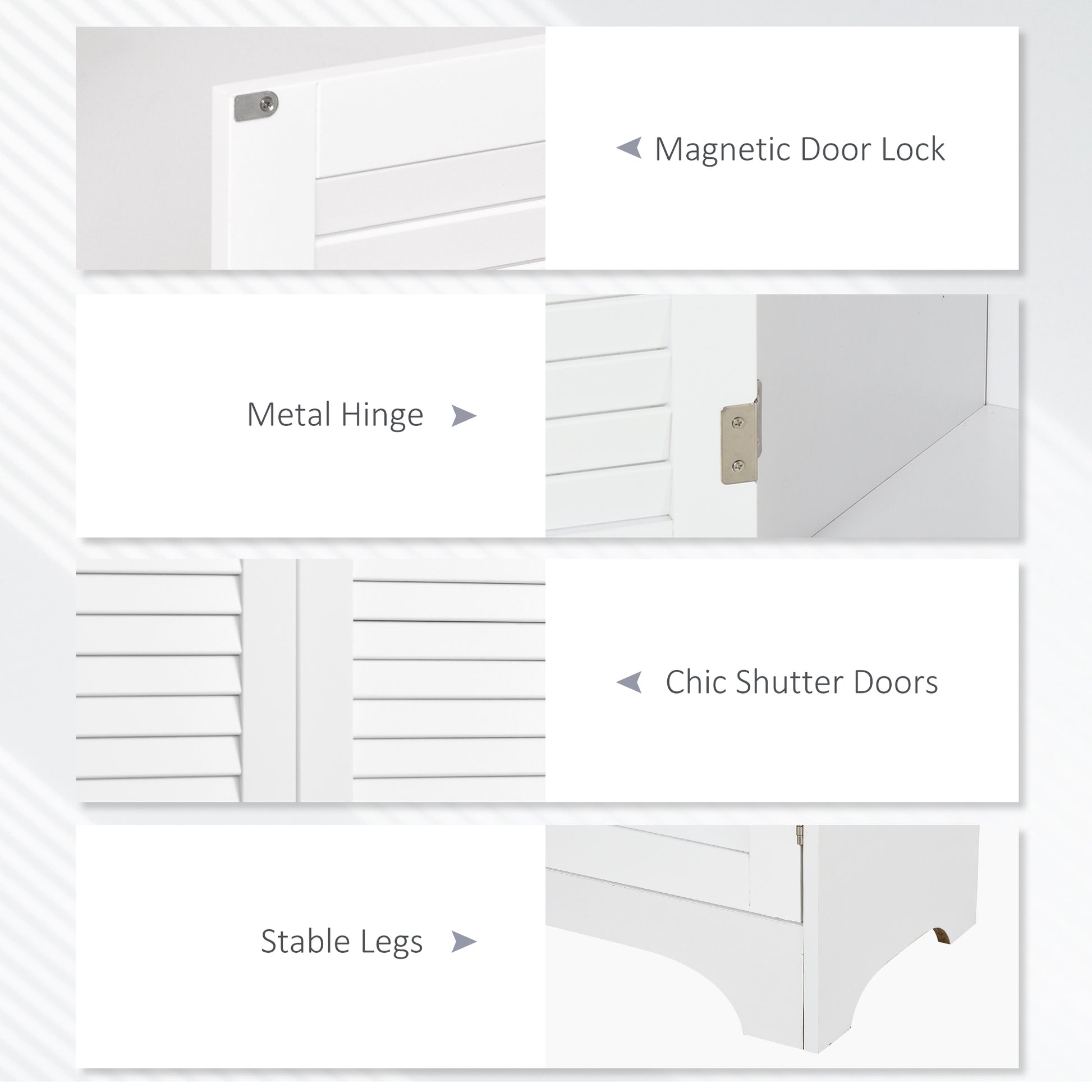 Tall Bathroom Cabinet 4 Shutter Doors White-DECOROLALA
